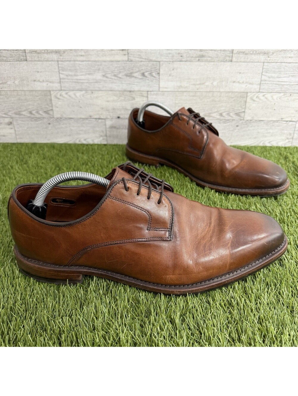 Mens Allen Edmonds Easton Brown Saddle Leather Derby Oxford Shoes Size 10.5 D